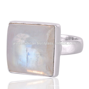 Natural Rainbow Moonstone Gemstone 925 Sterling Silver Ring